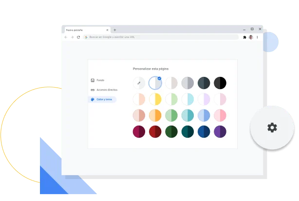 Imagen de la ventana de personalización de colores y temas de Chrome.