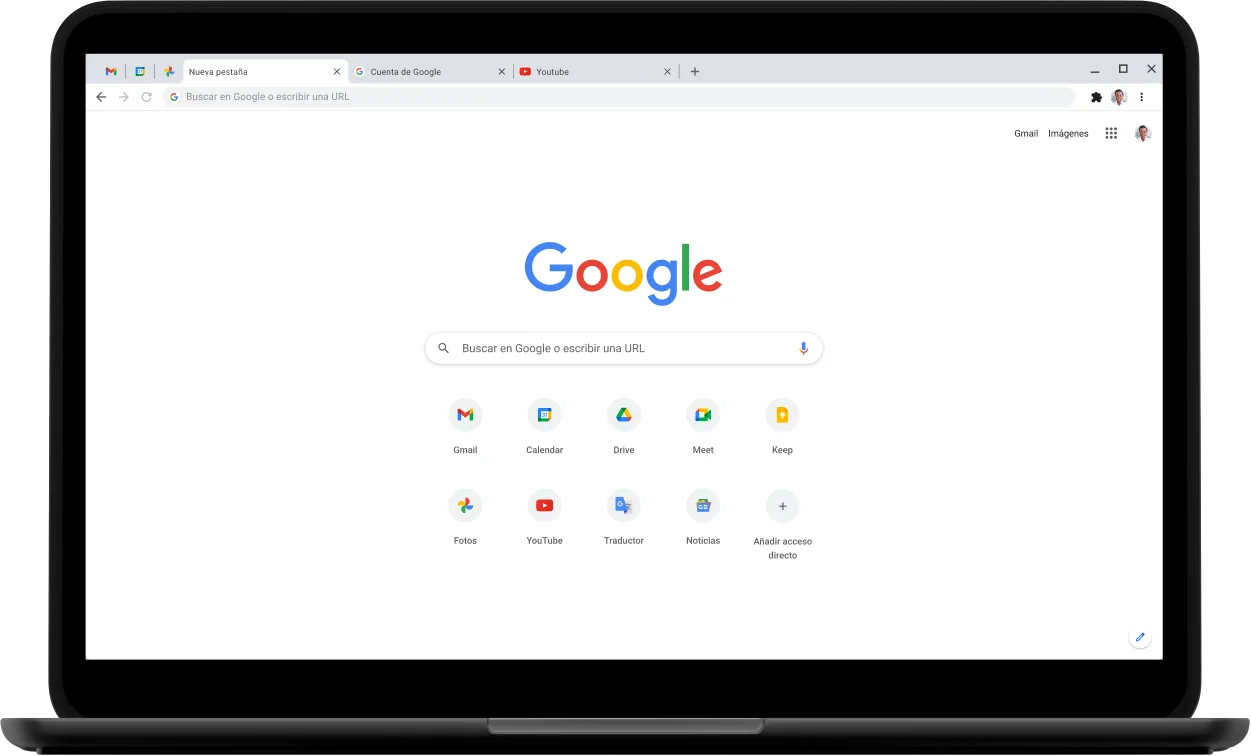 Portátil Pixelbook Go donde se muestra Google.com en la pantalla.