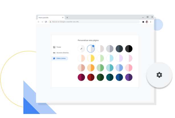 Imagen de la ventana de personalización de colores y temas de Chrome.