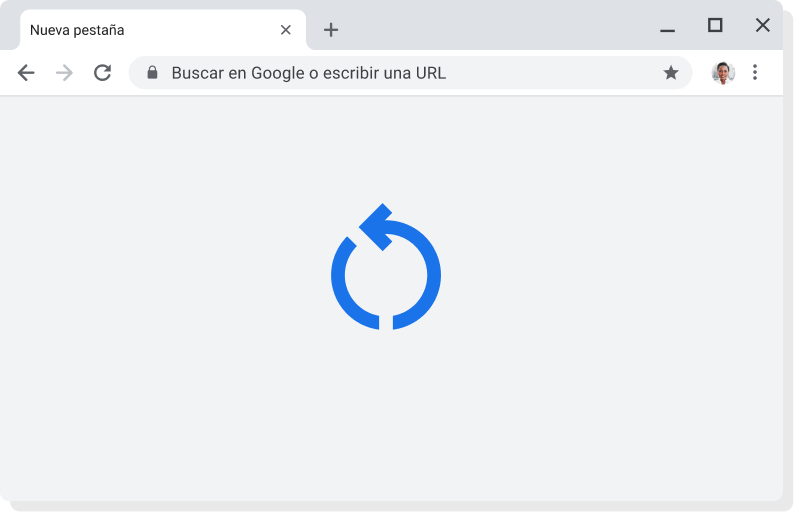 Actualizaciones automáticas Interfaz de Chrome con el icono que indica que se está aplicando una actualización