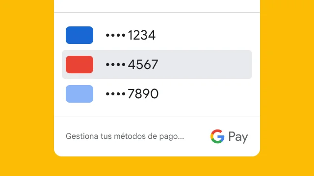 Google Pay solo muestra los últimos cuatro dígitos de tres tarjetas de crédito por motivos de seguridad.
